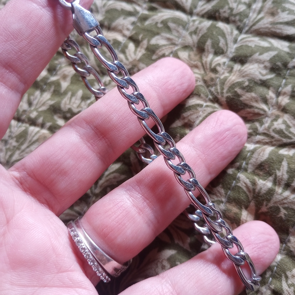 Sterling Silver-Color Men’s Curb Chain Necklace